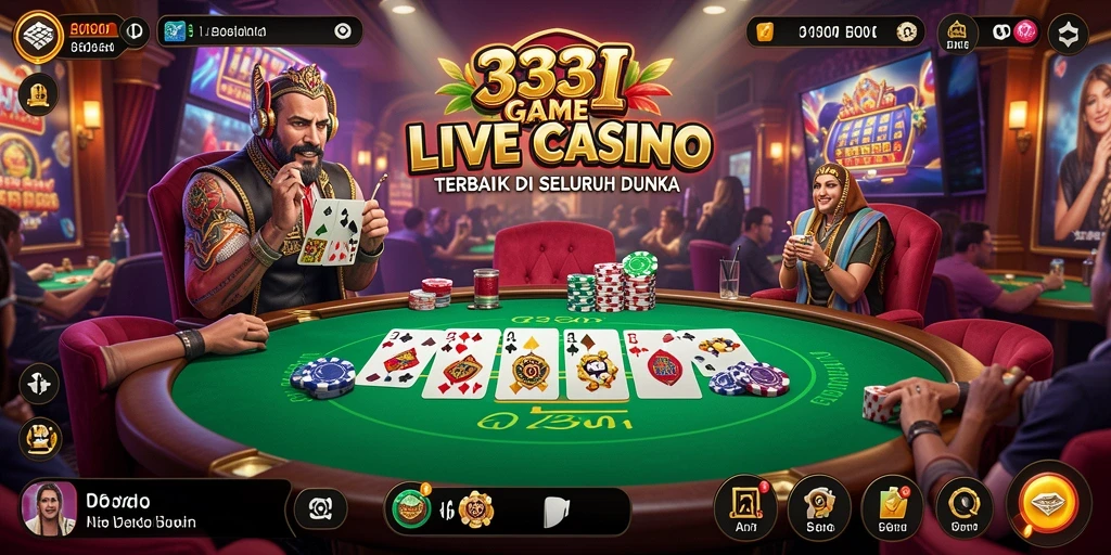 Screenshot utama 333I menunjukkan dealer profesional dalam aksi permainan Live Casino.