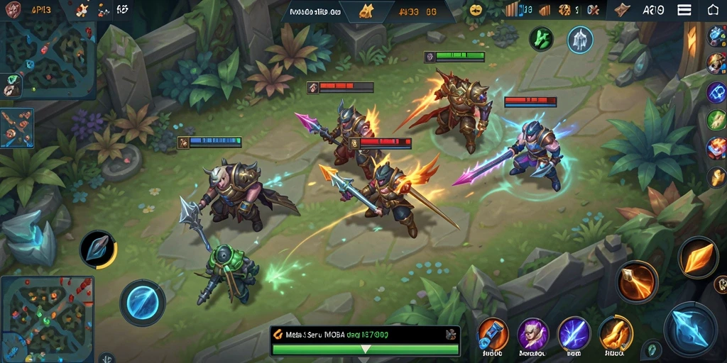 Screenshot menunjukkan aksi seru dalam permainan MOBA API33.