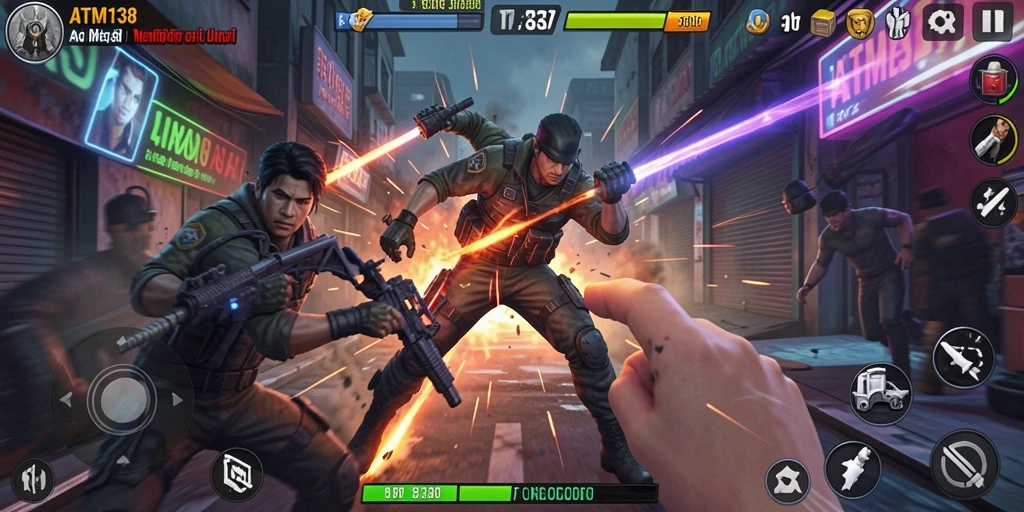 Tangkapan layar gameplay ATM138 menampilkan aksi seru dan intens.
