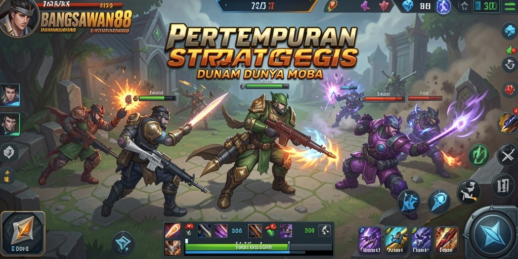 Screenshot gameplay BANGSAWAN88 dengan pertarungan seru di arena.