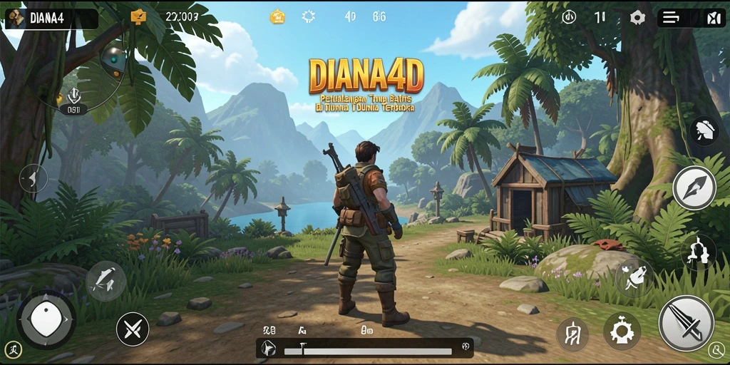 Screenshot gameplay DIANA4D menunjukkan aksi seru di dunia terbuka.