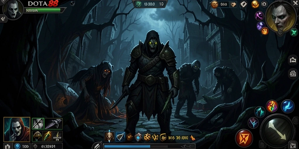 Gameplay DOTA88 yang menakutkan di tengah suasana gelap.