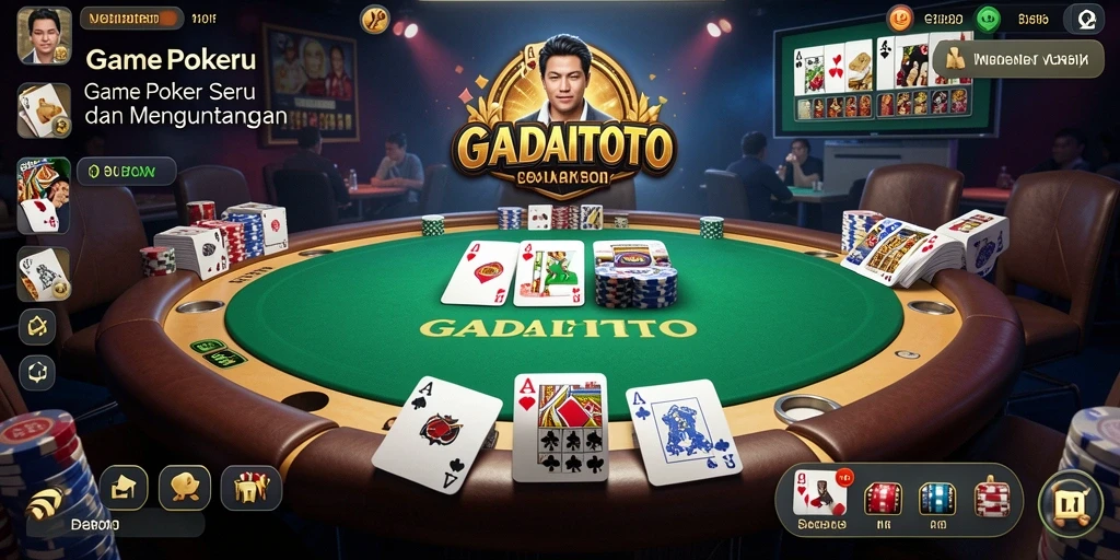 Tampilan gameplay GADAITOTO yang menarik dengan suasana permainan Poker.
