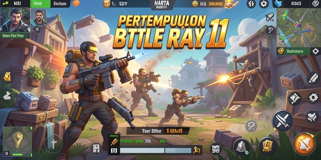Tangkapan layar menampilkan pertempuran intens dalam HARTA11 di mode Battle Royale.