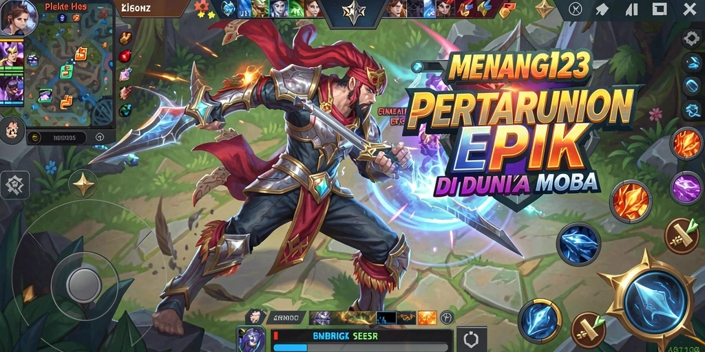 Tampilan gameplay seru dari MENANG123 dengan pertarungan antara karakter-karakter unik.