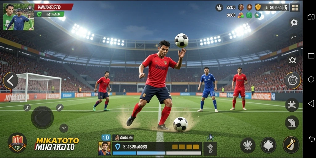 Tangkapan layar gameplay MIKATOTO dengan aksi olahraga mendebarkan.