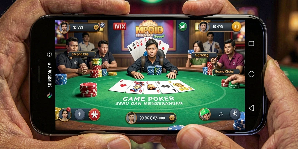 Tampilan menarik dari gameplay Poker di MPOID dengan pemain yang berkompetisi.