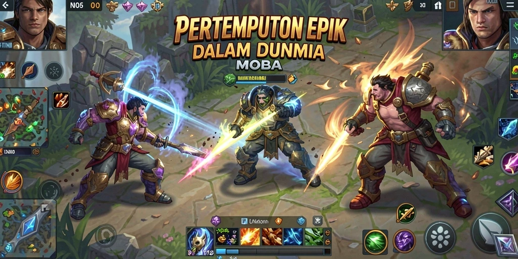 Menampilkan aksi intens dari pertempuran dalam N06, permainan MOBA yang menantang.