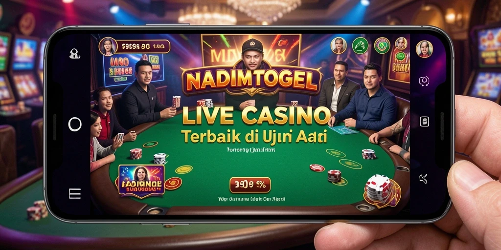 Screenshot gameplay NADIMTOGEL menampilkan suasana Live Casino yang mengasyikkan.