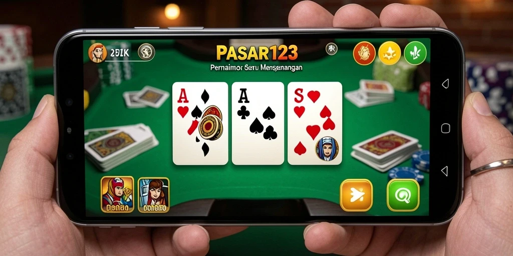 Tampilan screenshot PASAR123 menampilkan gameplay domino yang seru dan interaktif.