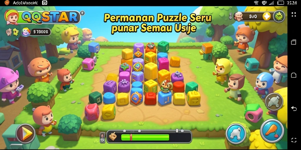 Tampilan gameplay menarik di QQSTAR dengan berbagai teka-teki.