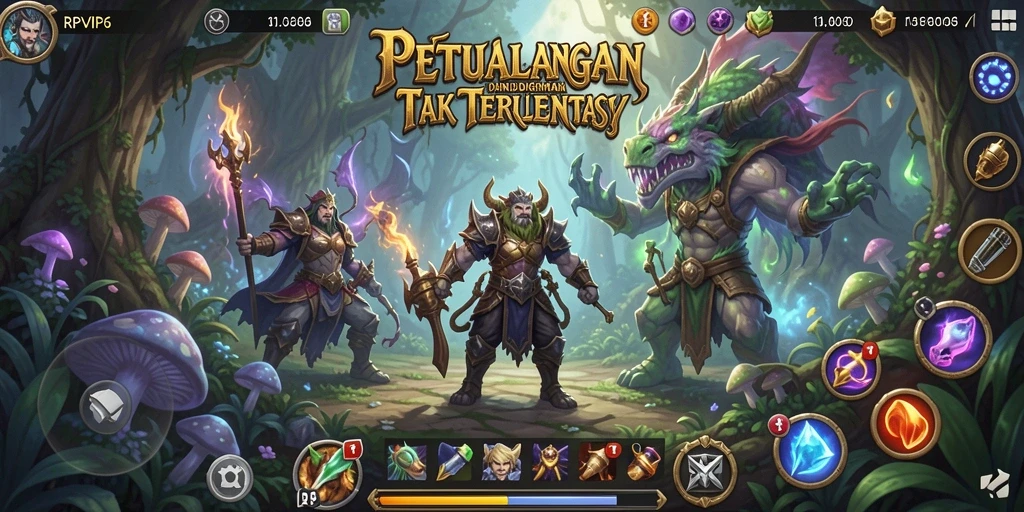 Tampilan gameplay RPVIP6 yang penuh warna dan dinamis.