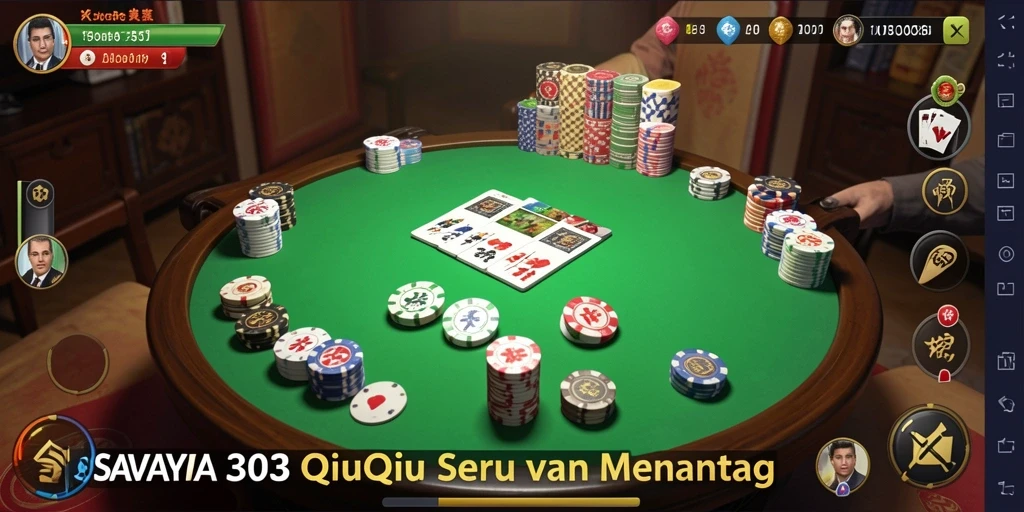 Tangkapan layar utama SAVAYA303 yang menampilkan gameplay QiuQiu.