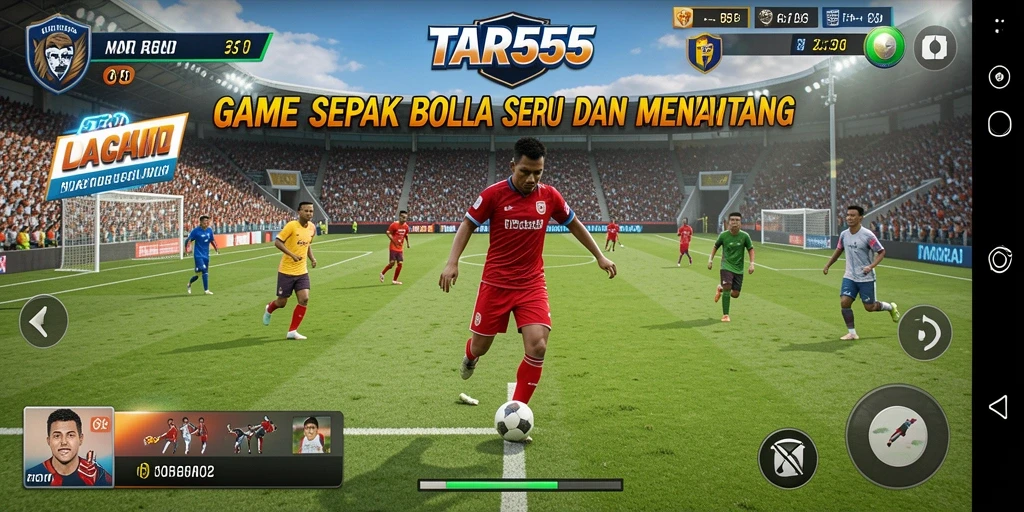 Gameplay mendebarkan di lapangan sepak bola TAR555.