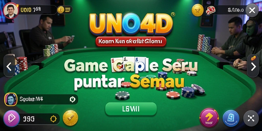 Tampilan seru gameplay Gaple di UNO4D dengan teman-teman.